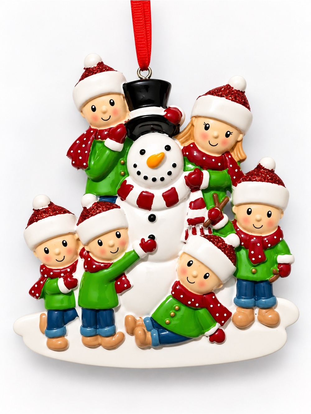 Personalized Family of 6 Snowman Christmas Ornament – Custom Names - Holiday